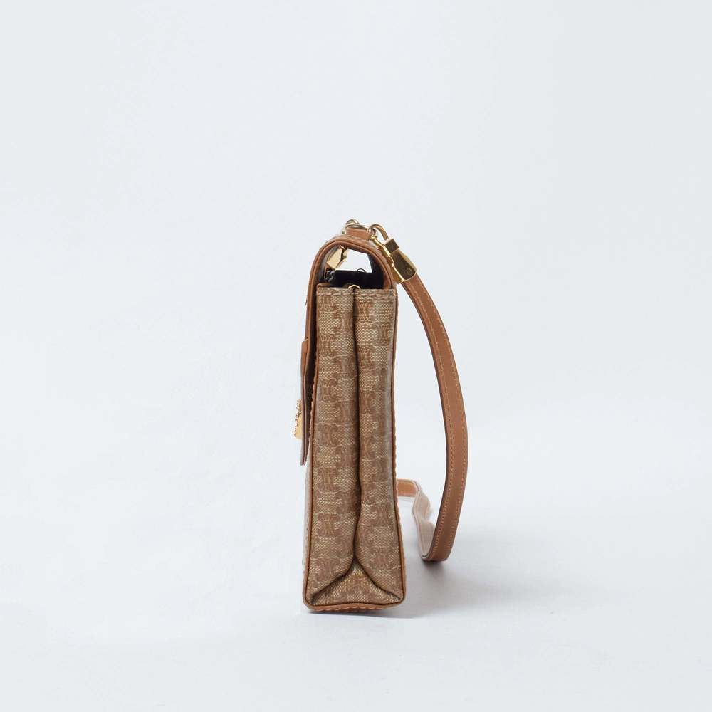 Celine Beige Macadam Leather Triomphe Shoulder Bag - image 2